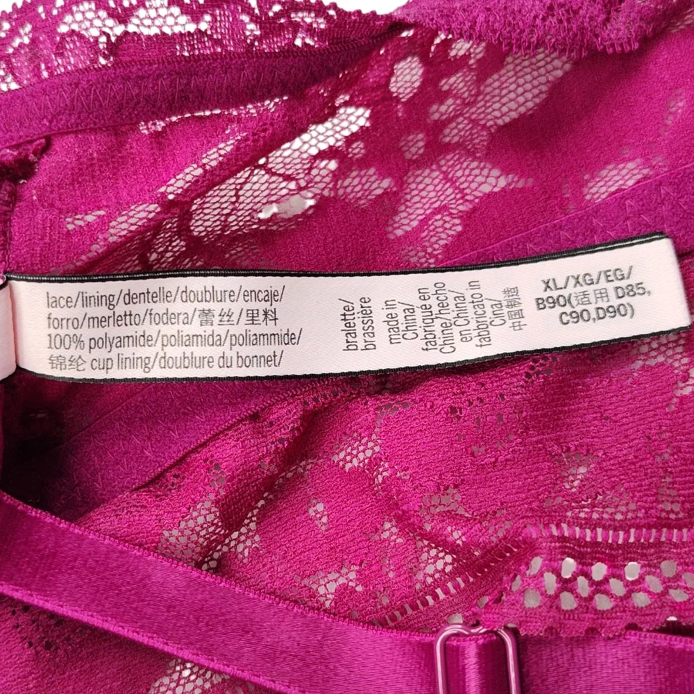 Victoria’s Secret Women's Fuchsia Posey Lace Curvy Bralette Size XL - Picture 7 of 10